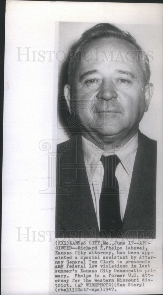 1947 Press Richard K Phelps Appointed Prosecute Fed Violations 1946 Dem Primary - Historic Images