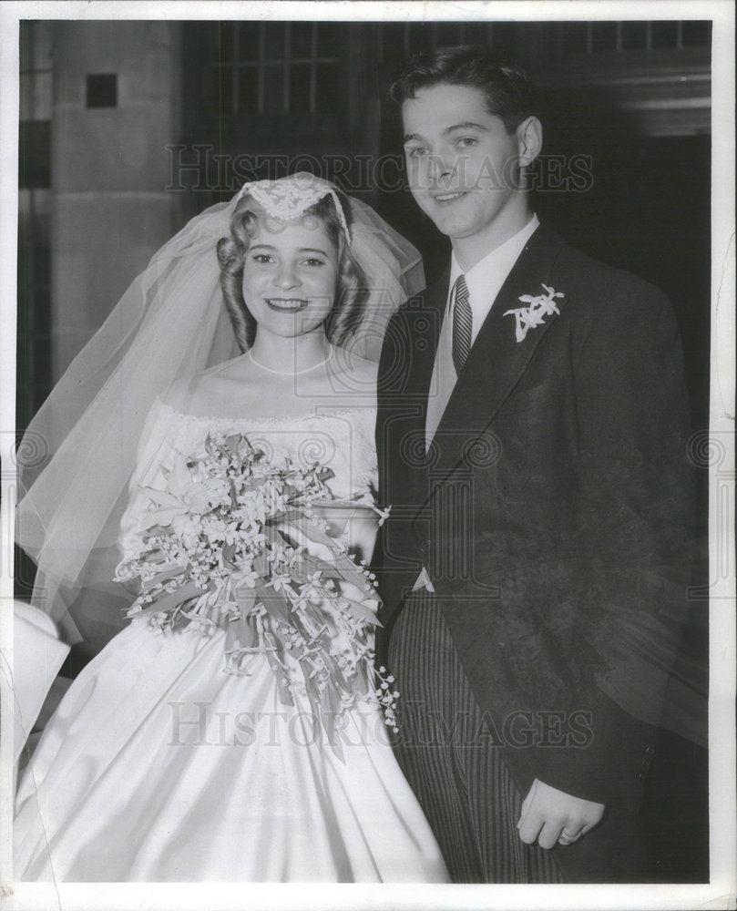 1956 Press Photo John Arthur Peterson Beverly Reinhold Marriage Illinois - Historic Images