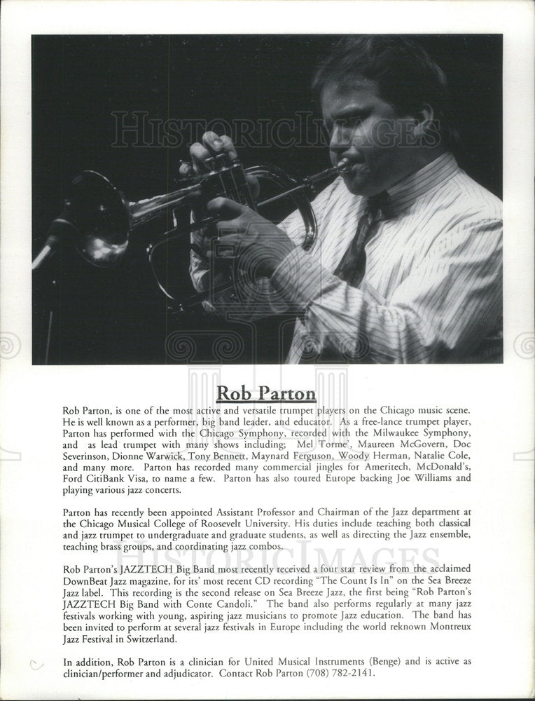 1996 Press Photo Rob Parton Chicago Trumpet Player Band Leader Educator - Historic Images