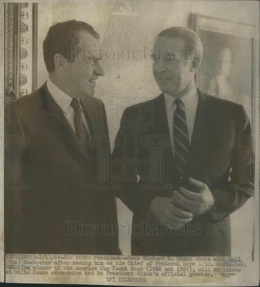 1969 President Elect Richard M. Nixon Emil Mosbacher Chief Protocol - Historic Images