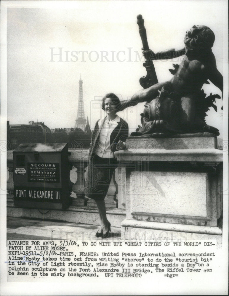 1964 Press Photo Aline Mosby United Press International Correspondent Paris - Historic Images