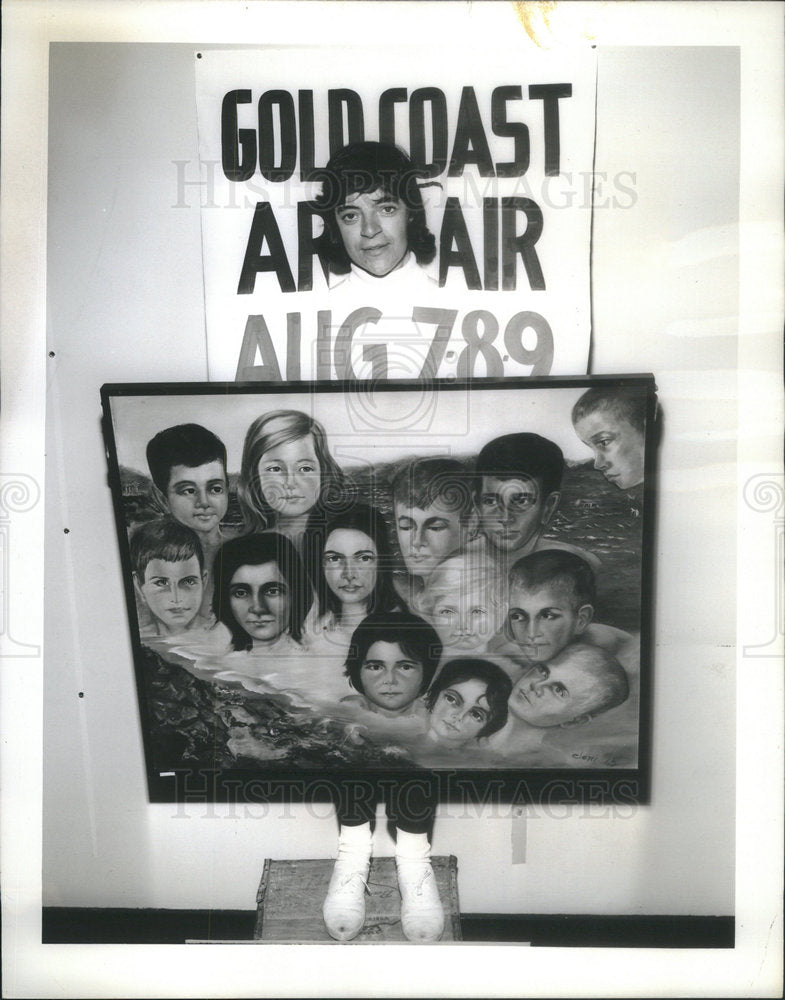 1964 Eleni Pappas Heads up painting - Historic Images