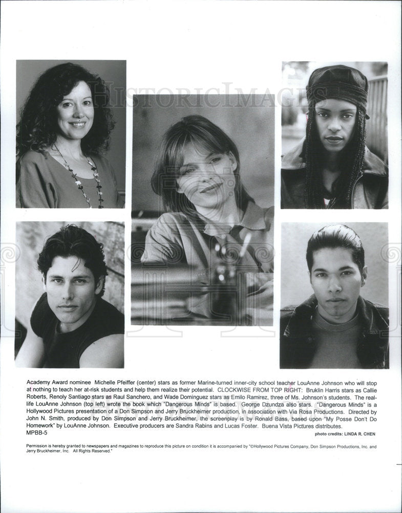 1995 Press Photo Copy Michelle Pfieffer, LouAnne Johnson Author Dangerous Minds - Historic Images