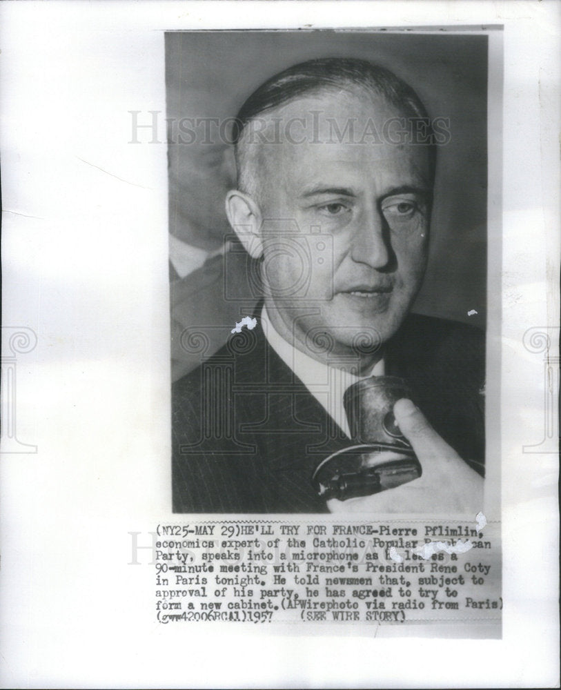 1957 Press Photo Pierre Pflimlin an economics expert - Historic Images