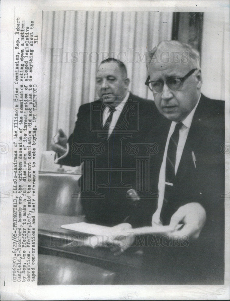 1965 Chairman Illinois Crime Commission Robert Canfield Lee Pfeiffer - Historic Images