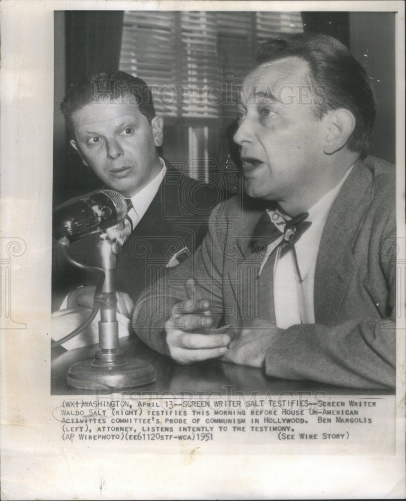 1951 Press Photo Screen Writer Salt Testifying House Un-American Activities - Historic Images