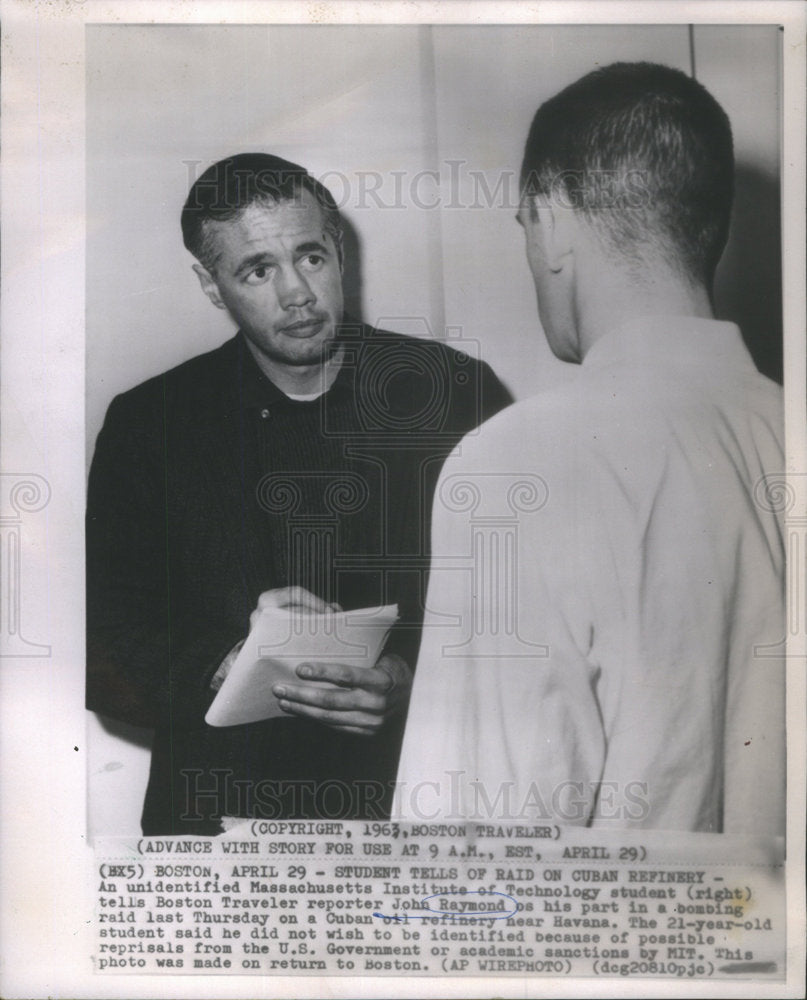 1963 Press Photo Massachusetts Institute Technology Bombing Raid Press Interview - Historic Images