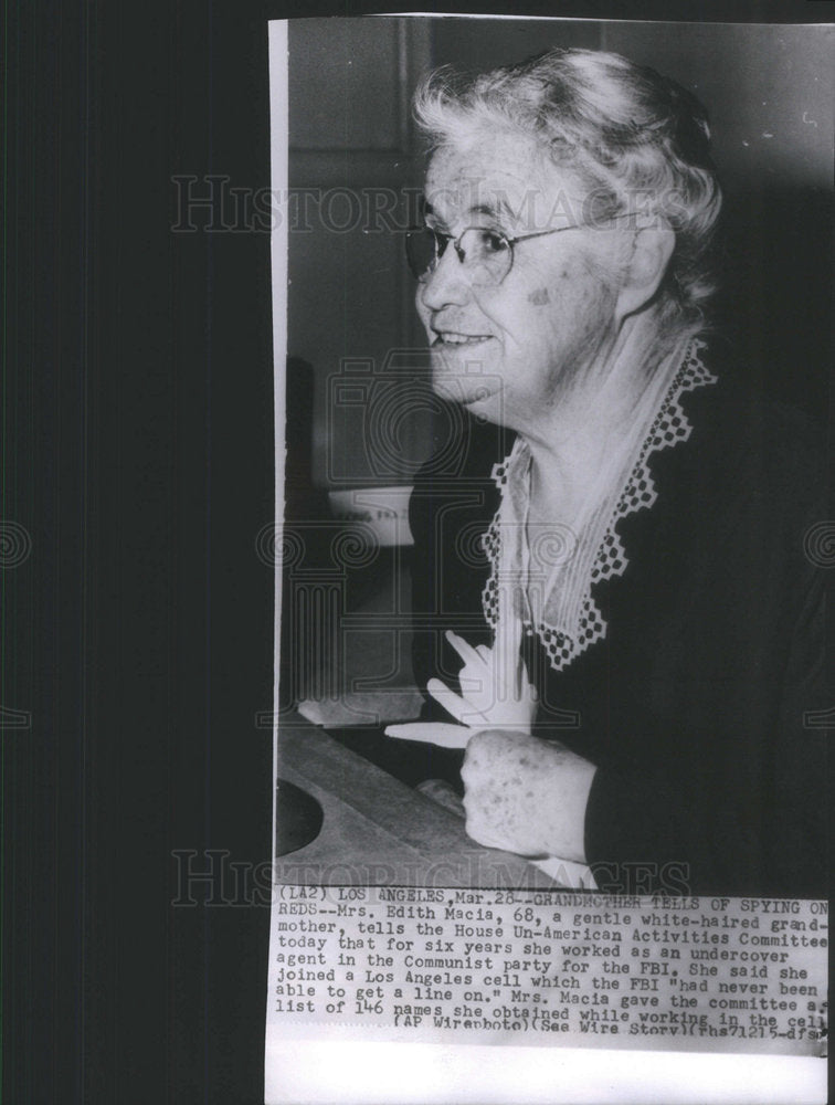 Press Photo Mrs. Edith Macai, 68 years old, Undercover Agent - Historic Images