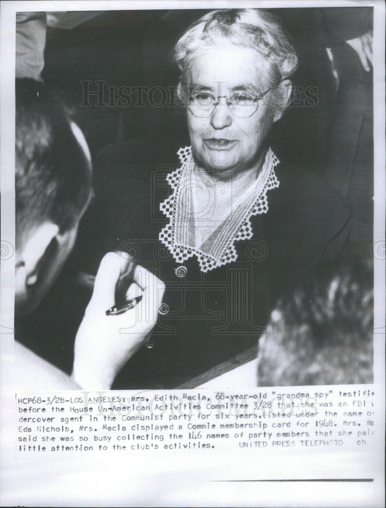 1968 Mrs. Edith Macia Known As "Grandma Spy" Testifies In Court - Historic Images