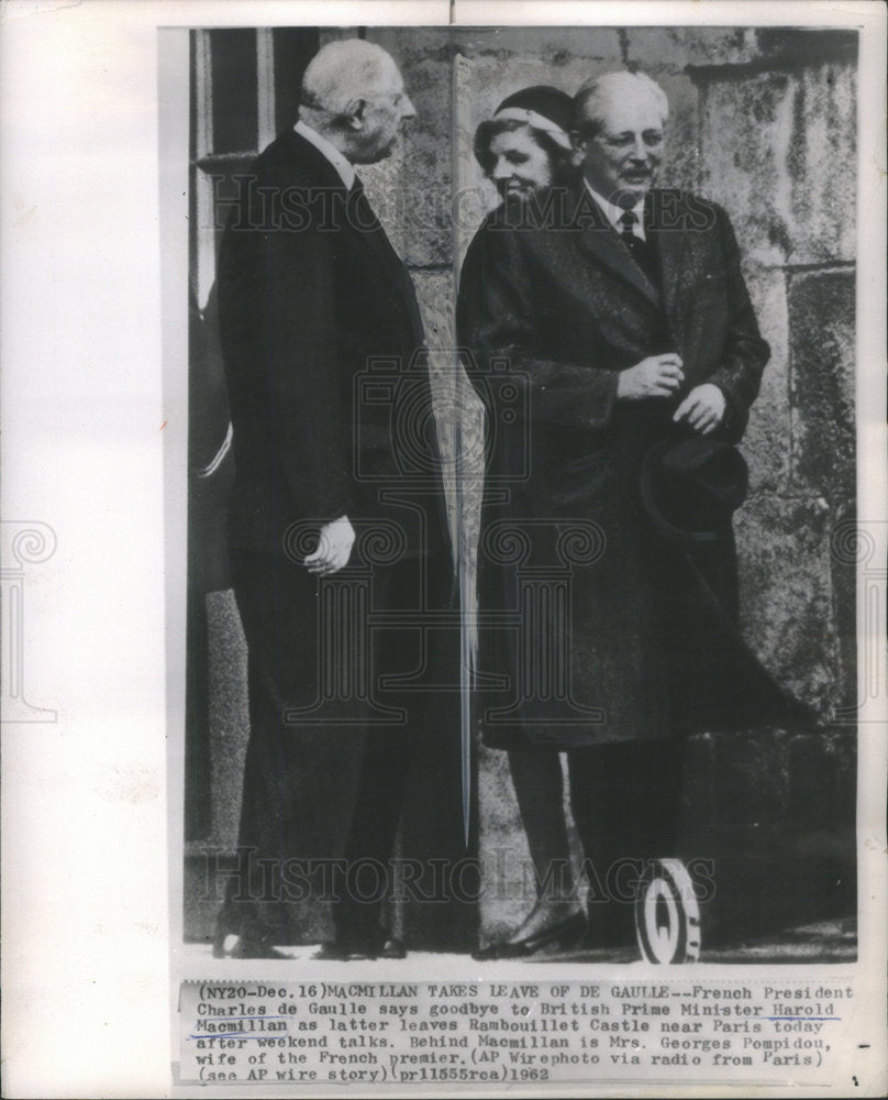 1962 Press Photo French President Charles de Gaulle And Prime Minster Macmillan - Historic Images