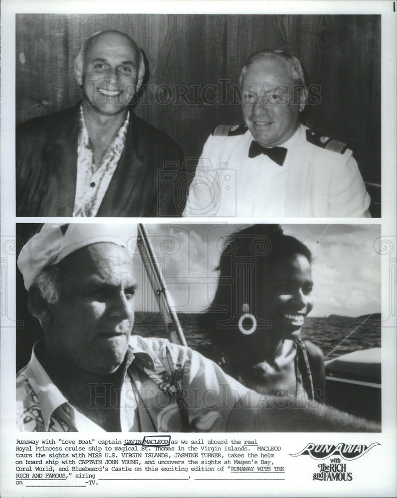 Press photo Gavin MacLeod  of Tv show " Love Boat" with Miss Virgn Youngin Islands, Jasmine Turner.A - Historic Images
