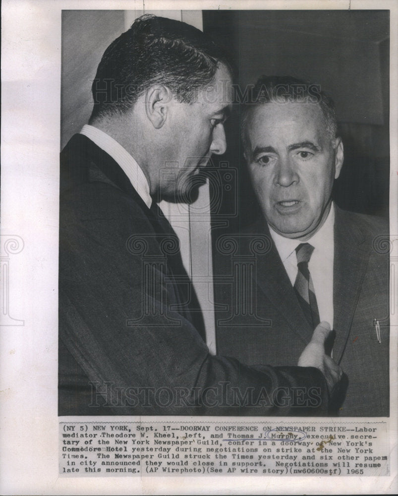 1965 Press Photo Theodore w Kheel and Thomas J Murphy of the Newspaper  Guild - Historic Images