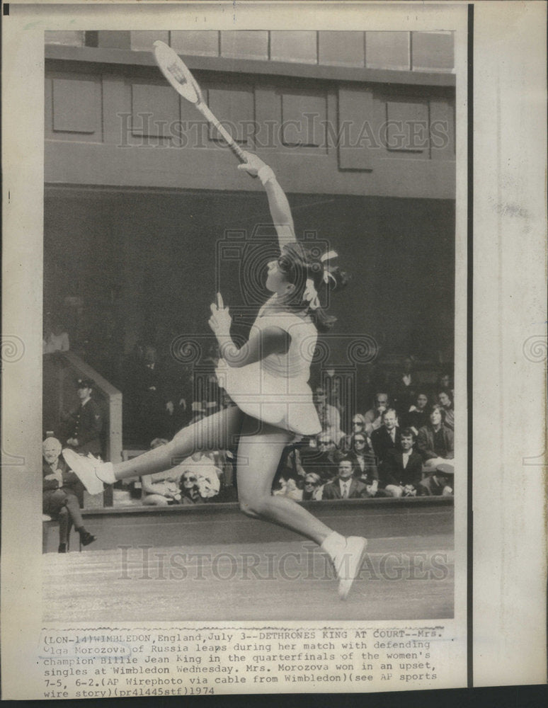 1974 Press Photo Olga Morozova Russia tennis match champion Billie Jean King - Historic Images