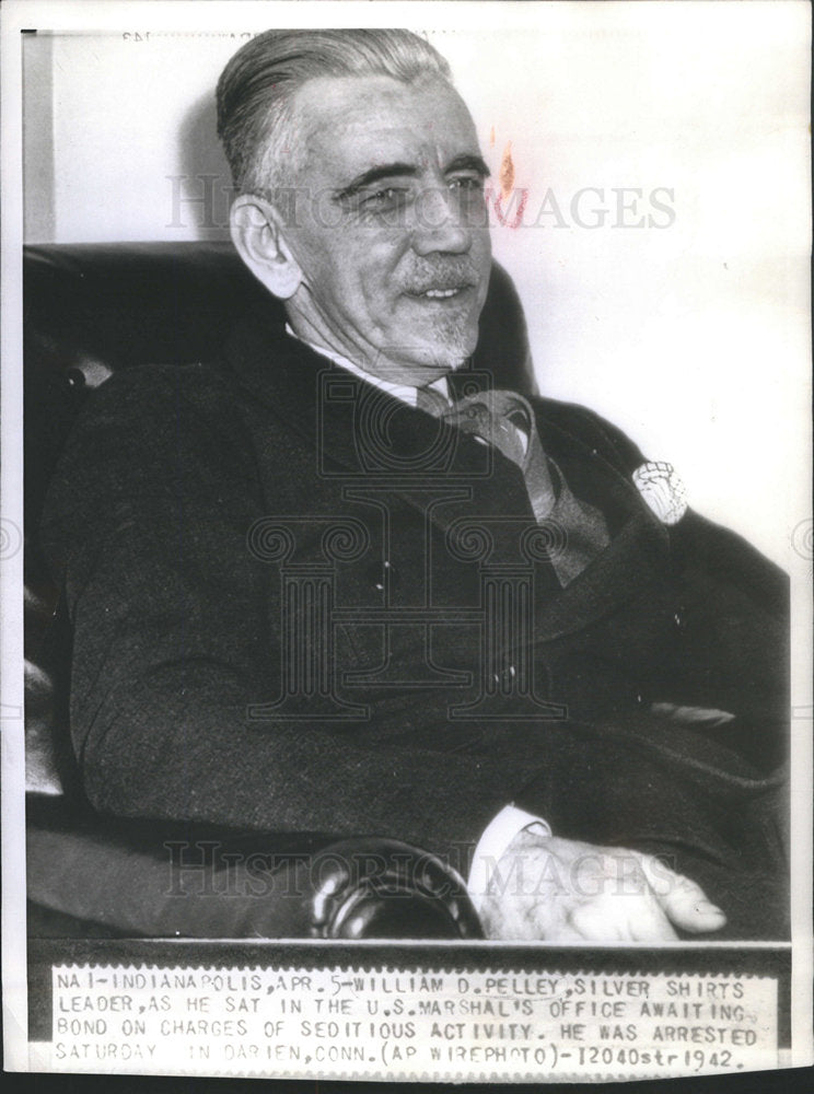 1942 Press Photo William D. Pelley, Silver Shirts Leader. - Historic Images