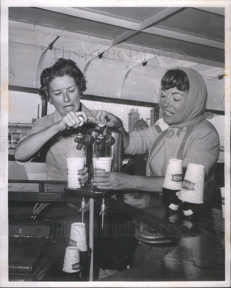 1962 Benefit Planning Women Filling Coffee Cups Winter - Historic Images