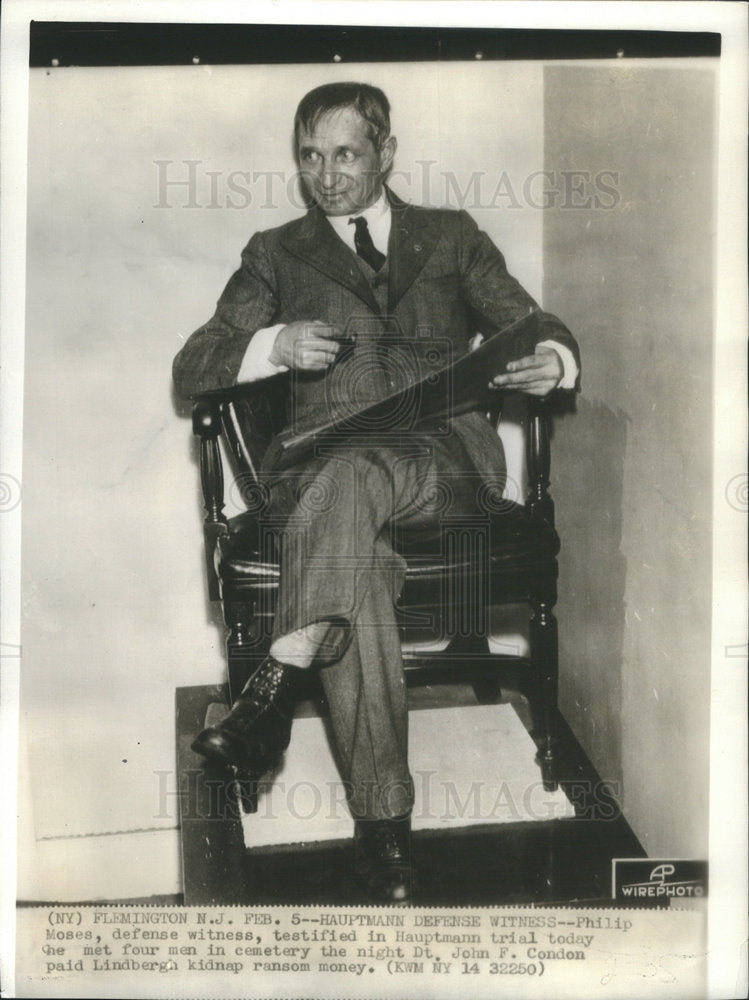 Press Photo Hauptmann Trial Defense Witness Moses After Testifying Fleminton - Historic Images