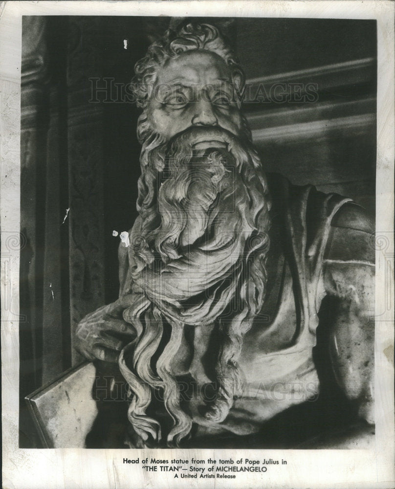 1950 Head Of Moses Statue Pope Julius Tomb Michelangelo Film Picture - Historic Images