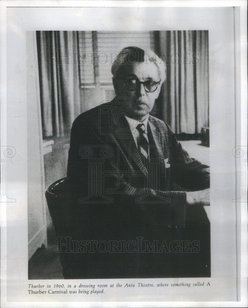 1975 Press Photo James Grover Thurber American Author Cartoonist Jokester - Historic Images