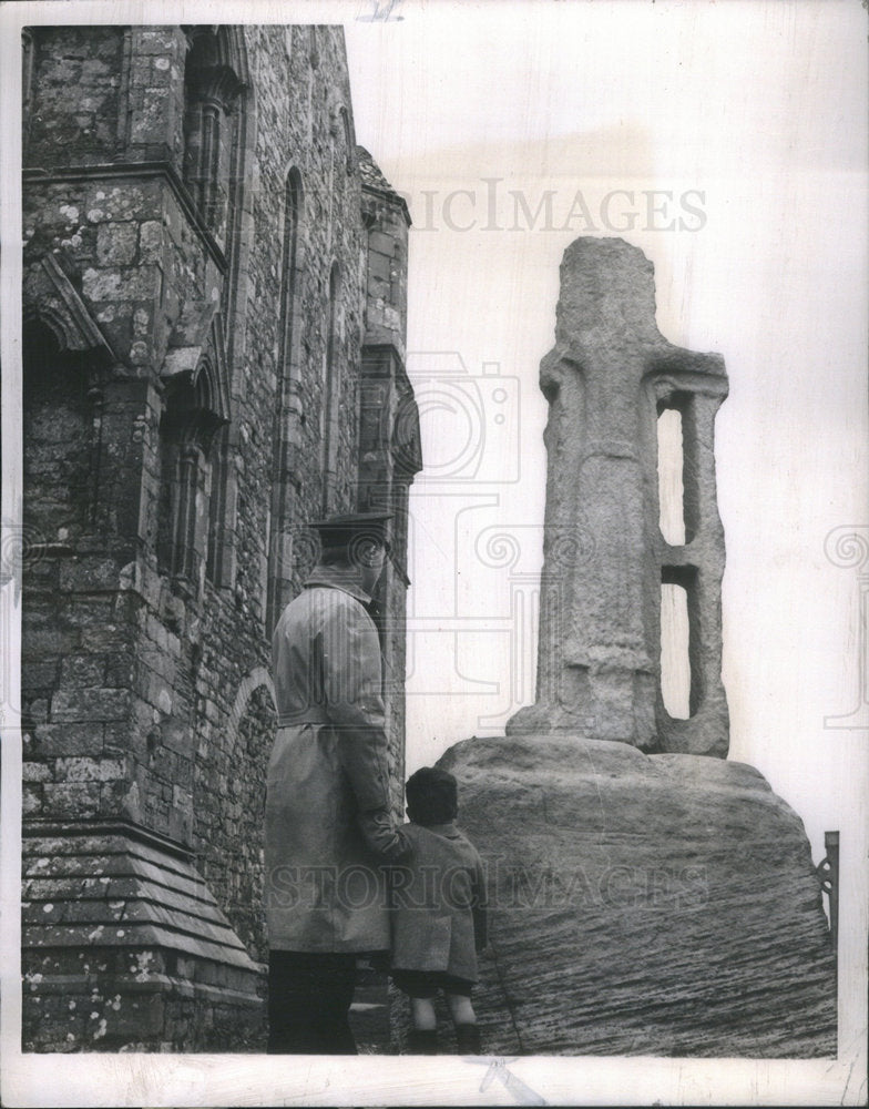 1961 remains of St. Patrick's Cross on the Rock of Cashel - Historic Images