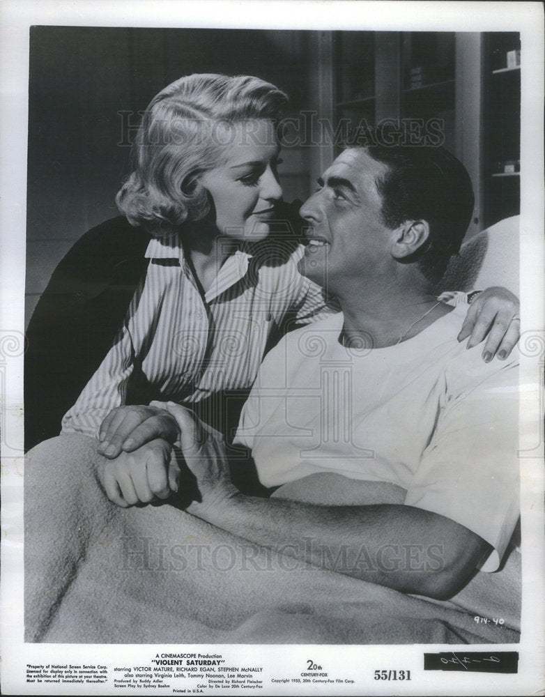 1955 Press Photo Actor Guy Madison & Virginia Leith In Threshold Of S -  Historic Images