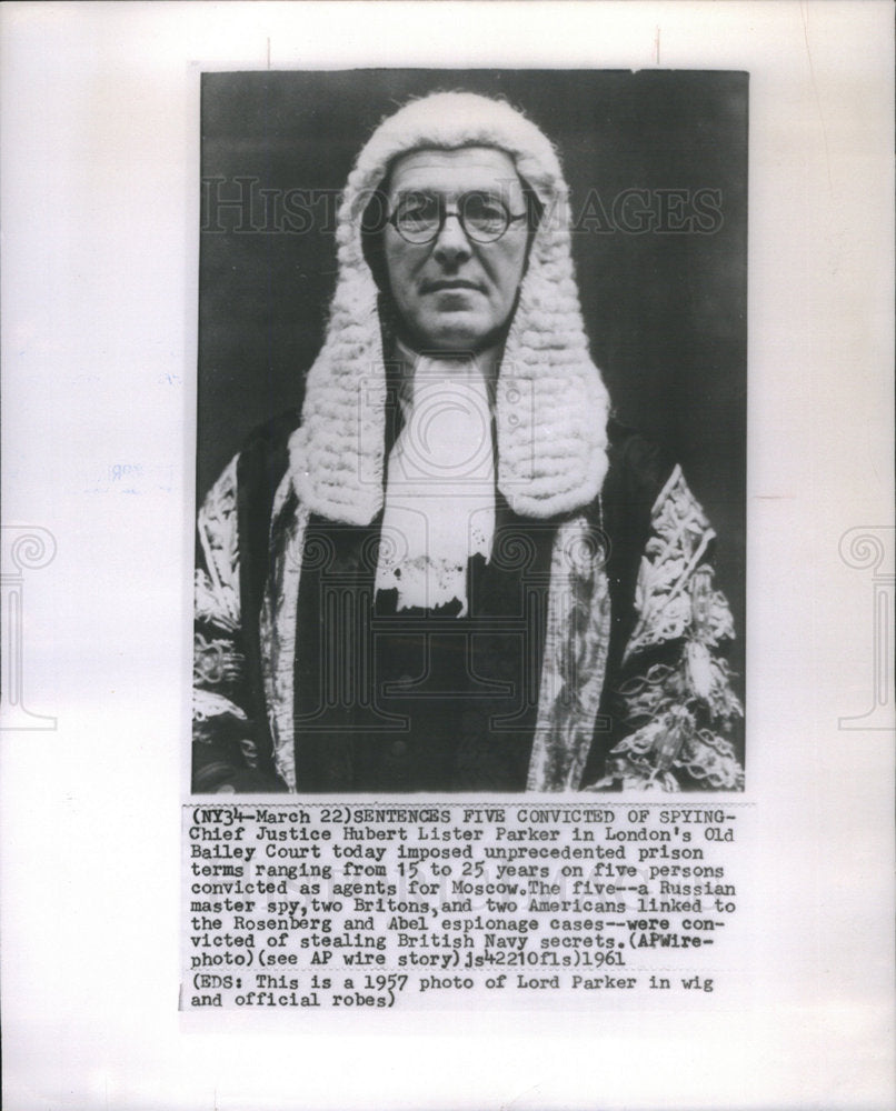 1957 Hubert Lister Parker British Judge Chief Justice England - Historic Images