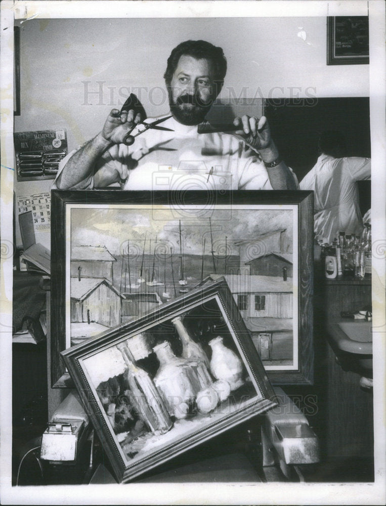 1964 Press Photo Victor Polk Chicago City Gallery Barber Shop Owner - Historic Images