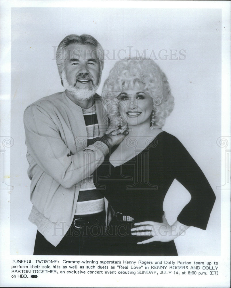 1986 Press Photo Dolly Parton Kenny Rogers American Singers Songwriters Musician - Historic Images