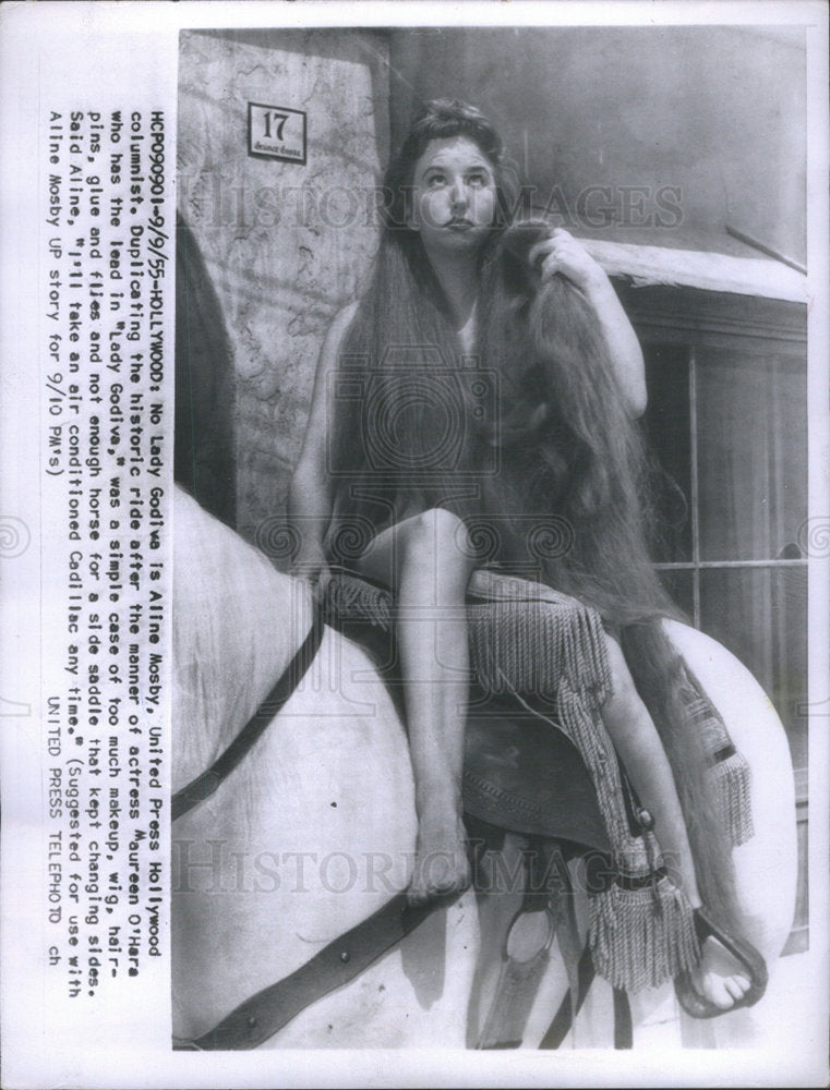 1955 Aline Mosby United Press Hollywood Columnist Lady Godiva - Historic Images