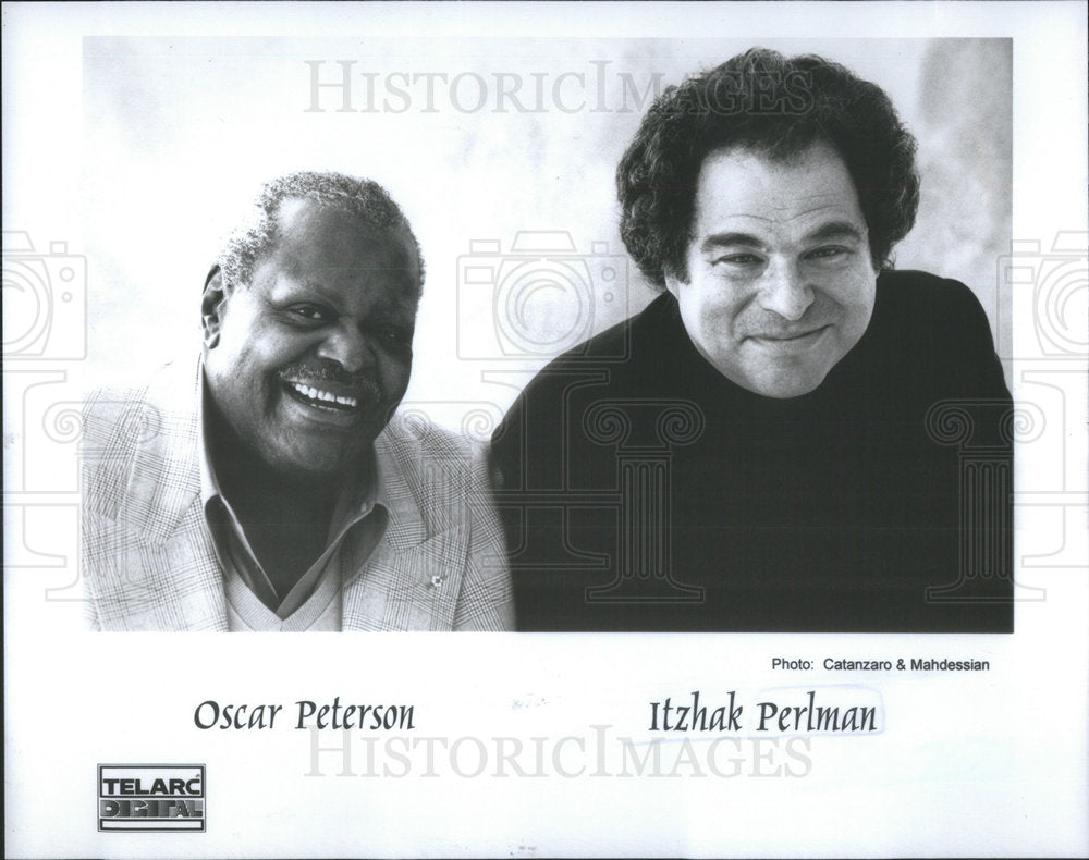 1995 Press Photo ITZHAK PERLMAN ISRAELI VIOLINIST CONDUCTOR OSCAR PETERSON - Historic Images