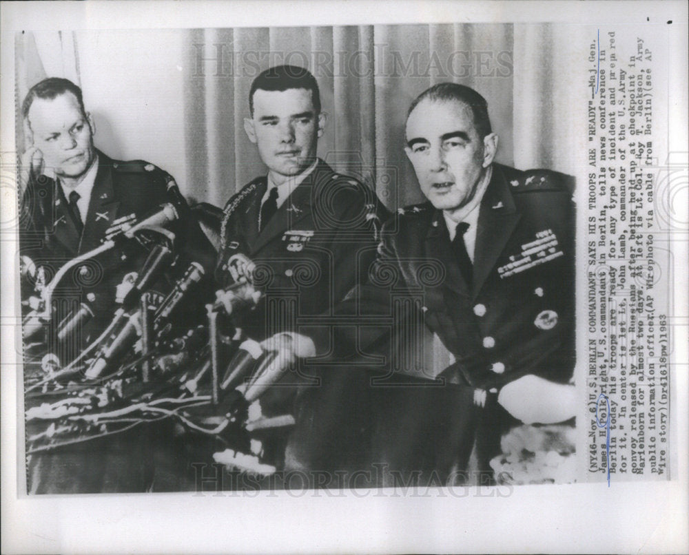 1963 Press Photo Maj Gen James H Polk US Commandant - Historic Images