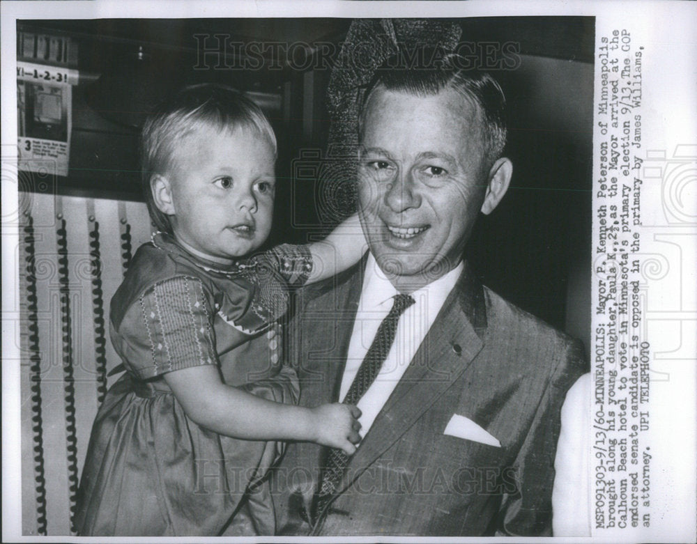 1960 Mayor Peterson of Minneapolis With his Daughter Paula - Historic Images