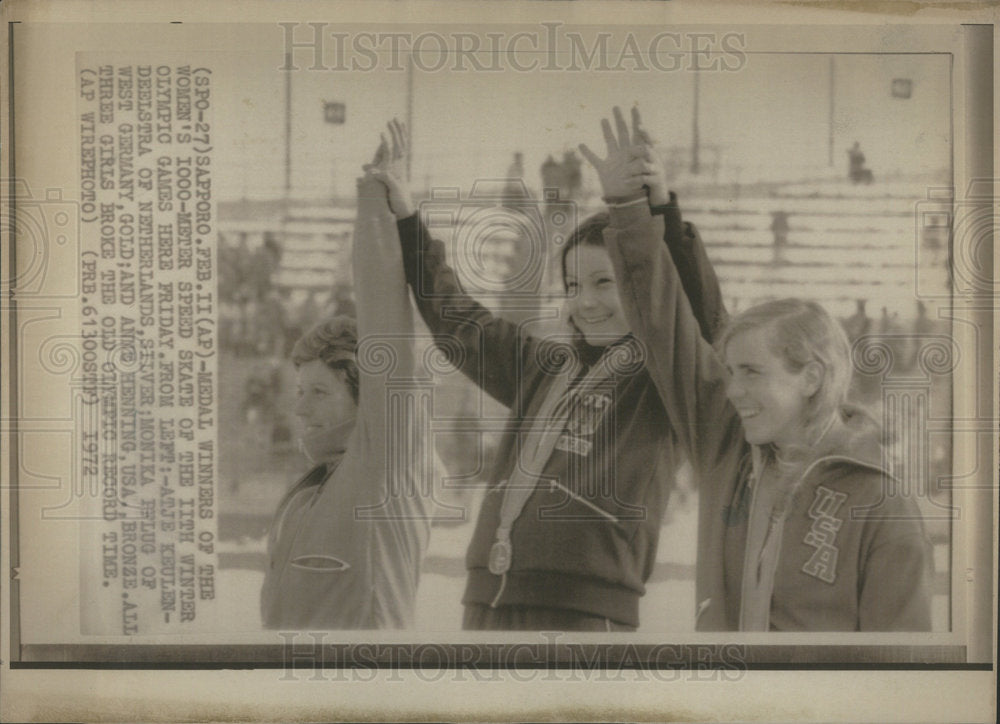 1972 Press Photo Deelstra Pflug Henning Medal Winners Of Speed Skate OlympicGame - Historic Images