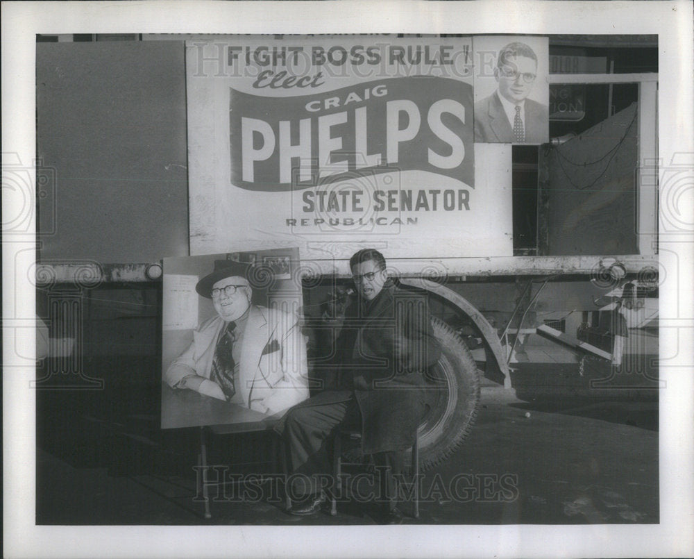 1958 State Senator Republican Candidate Phelps Debating Empty Chair - Historic Images