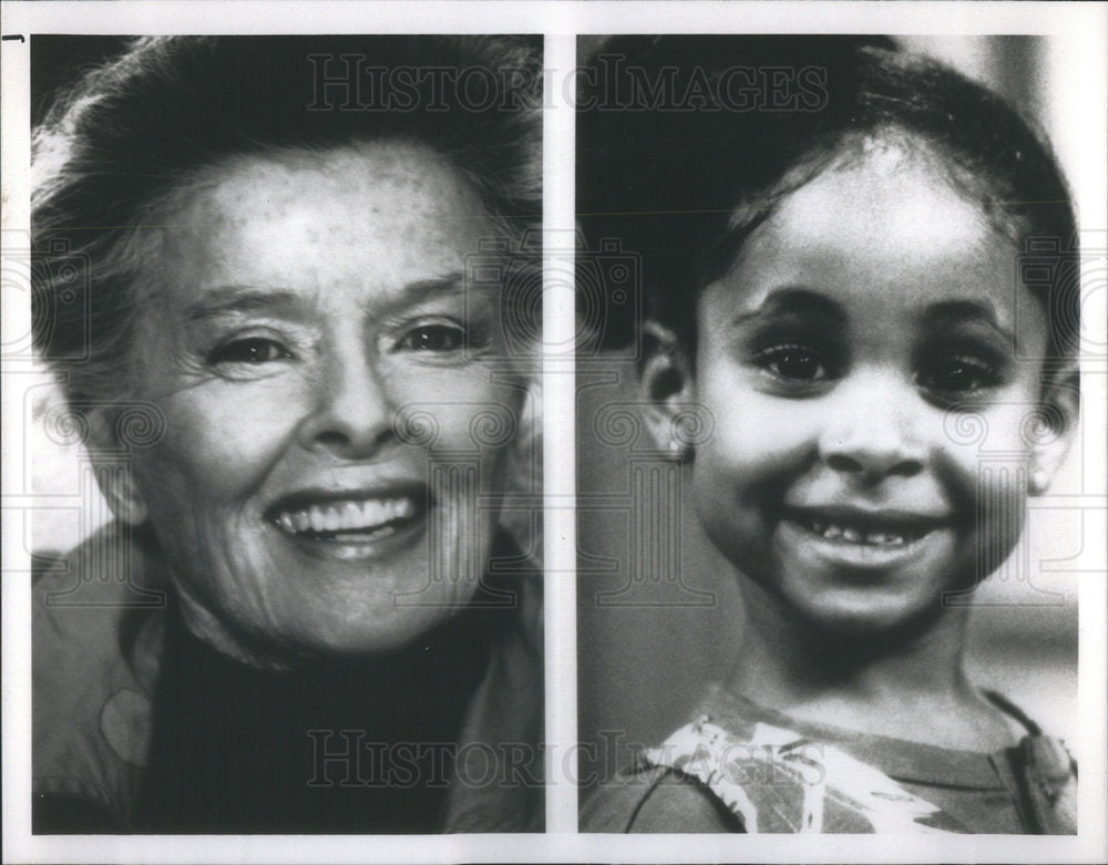 1990 Press Photo Katherine Hepburn and Raven-Symone - Historic Images