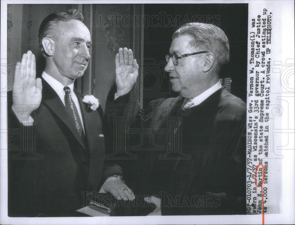 1957 Press Photo JOHN E. MARTIN AMERICAN POLITICIAN JURIST WISCONSIN - RSC99605 - Historic Images