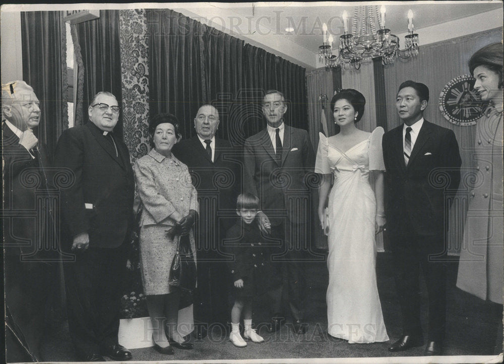 1966 Press Photo David Kennedy, Archbishop Cody, Mrs Daley Mayor Daley - Historic Images