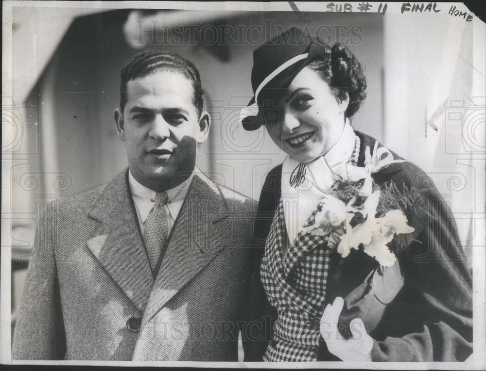 1935 Press Photo Mr and Mrs Fred Mandel On Cruise To San Francisco - Historic Images