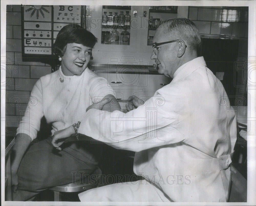 1956 Mary McLane Polio Shot Dr. Roland MacKay - Historic Images