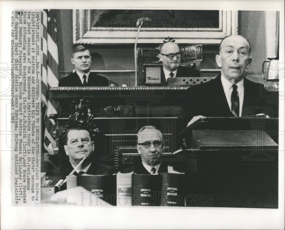 1965 Press Photo  A.M.Keith,Lloyd Duxbury,Thomas Gallagher,Oscar Knutson,Karl Rolvaag - Historic Images