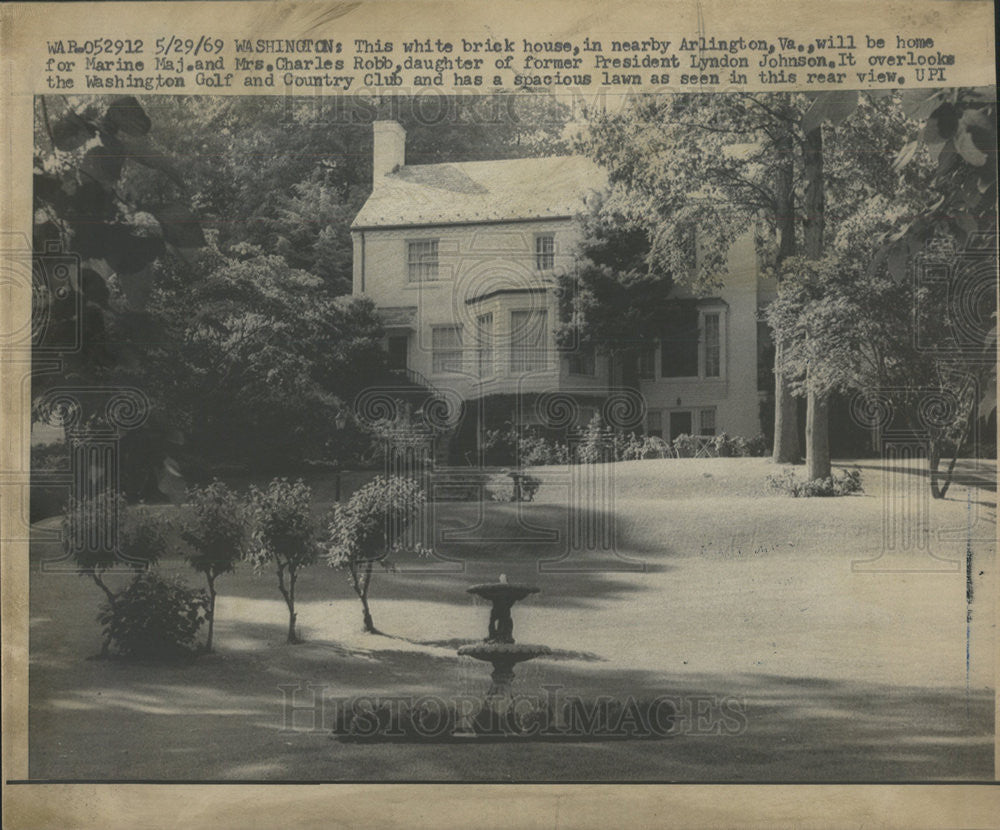 1969 Press Photo rear view of Mrs. Charles Robb home, daughter of LBJ - Historic Images