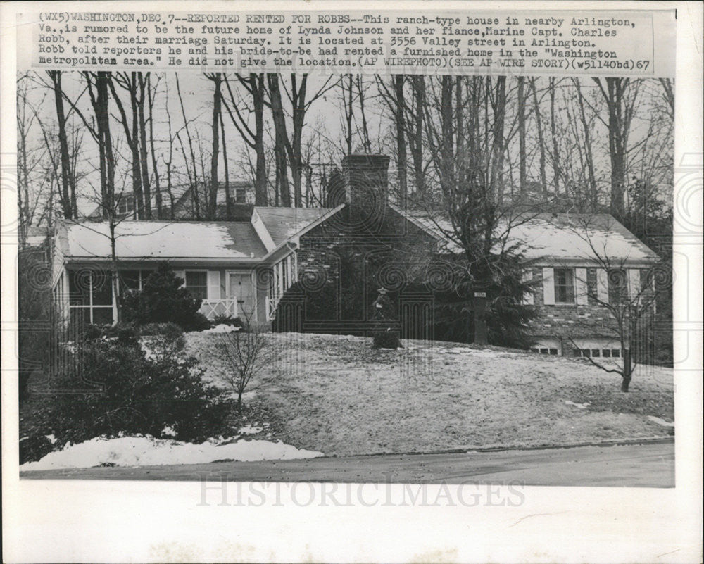 1967 Press Photo Ranch House Arlington Lynda Johnson Marine Captain Charles Robb - Historic Images