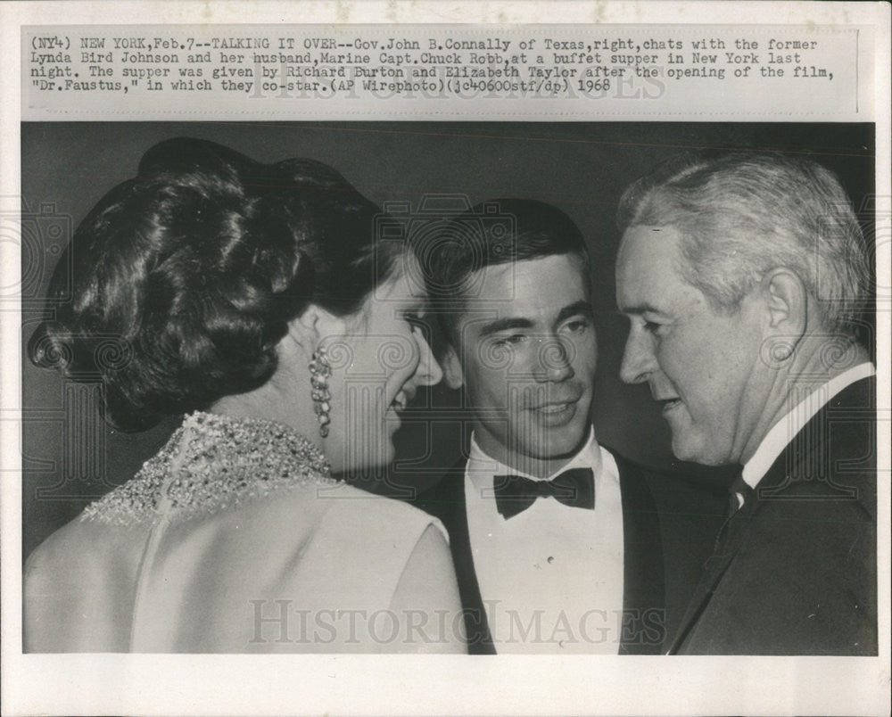 1968 Press Photo Governor John Connally Texas Lynda Byrd Johnson Captain Robb - Historic Images
