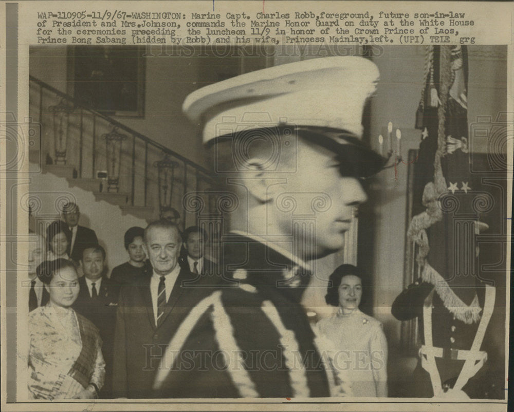 1967 Press Photo Marine Capt. Charles Robb future son-in-law President Johnson - Historic Images