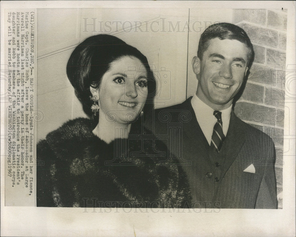 1967 Press Photo Lynda Johnson Fiance Capt. Charles Robb - Historic Images