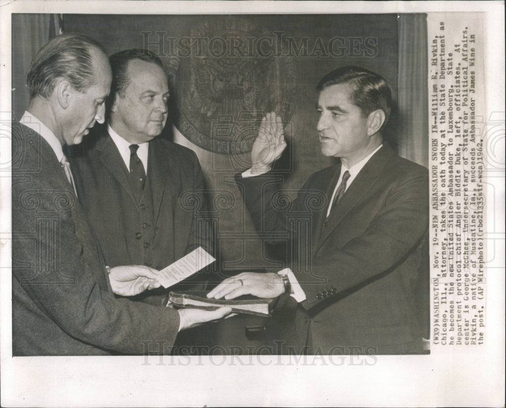 1962 Press Photo William R. Rivkin, Attorney US  Ambassador to Luxembourg - Historic Images