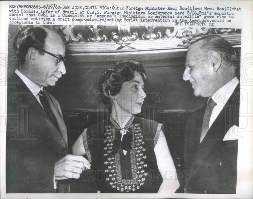 1960 Press Photo Cuban Foreign Minister Raul Roa Mrs. Roa Horacio Lafer Brazil - Historic Images