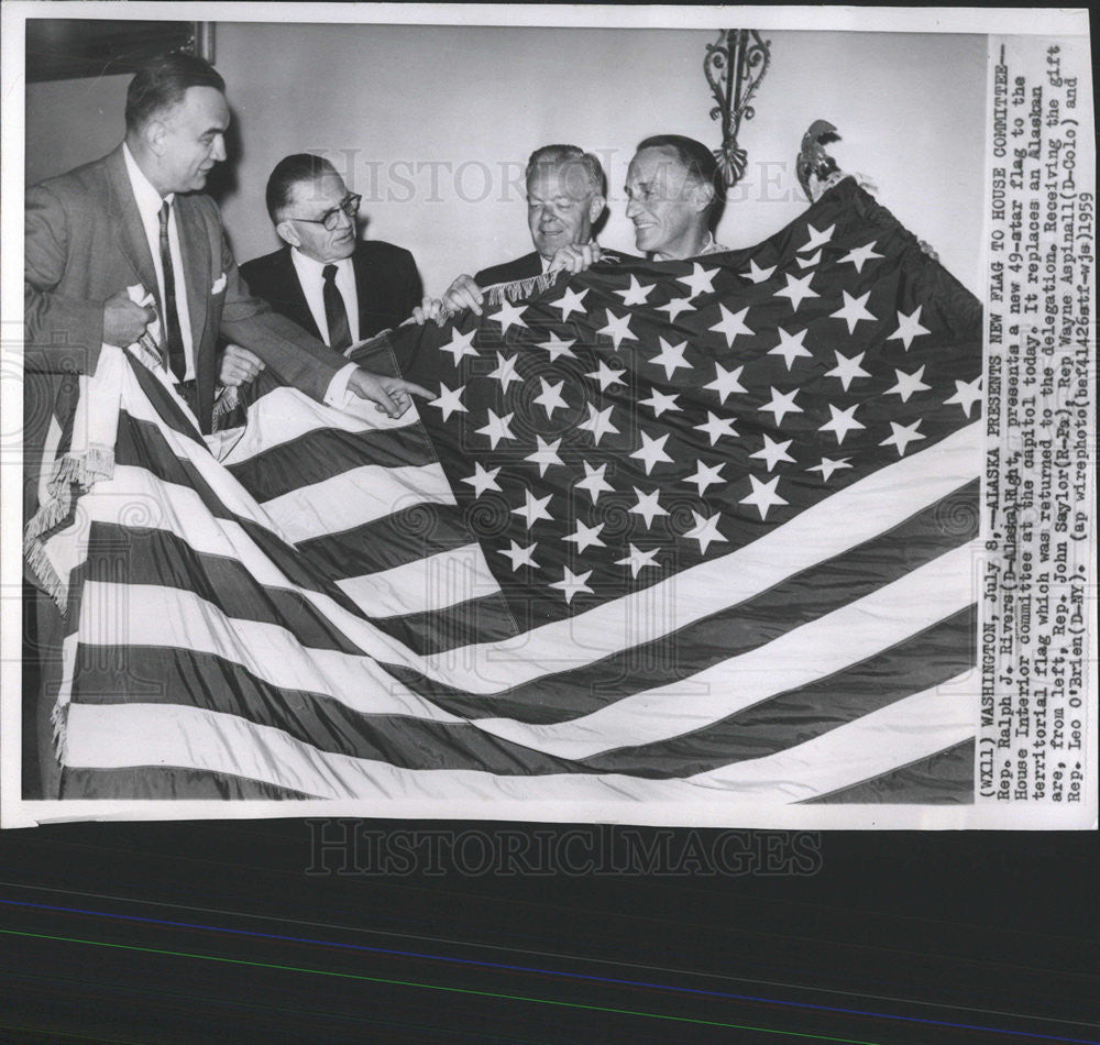 1959 Press Photo Ralph J. Rivers United States Alaskan State Politician - Historic Images