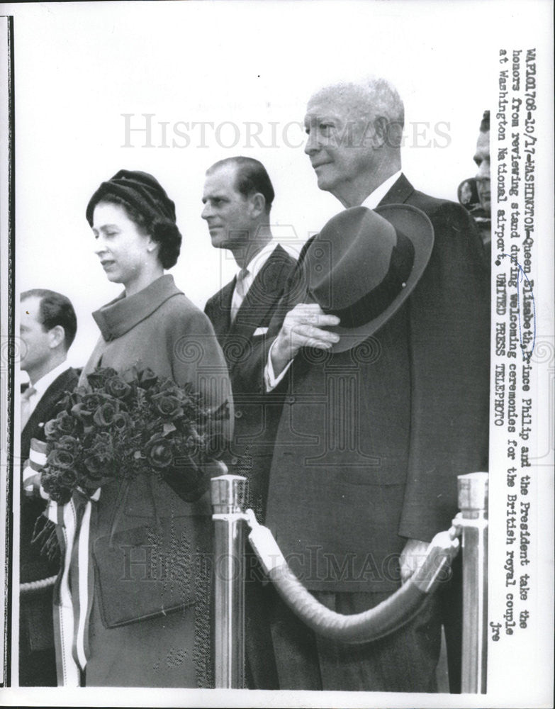 1957 Press Photo Queen Elizabeth,Prince Phillip and President Eisenhower - Historic Images