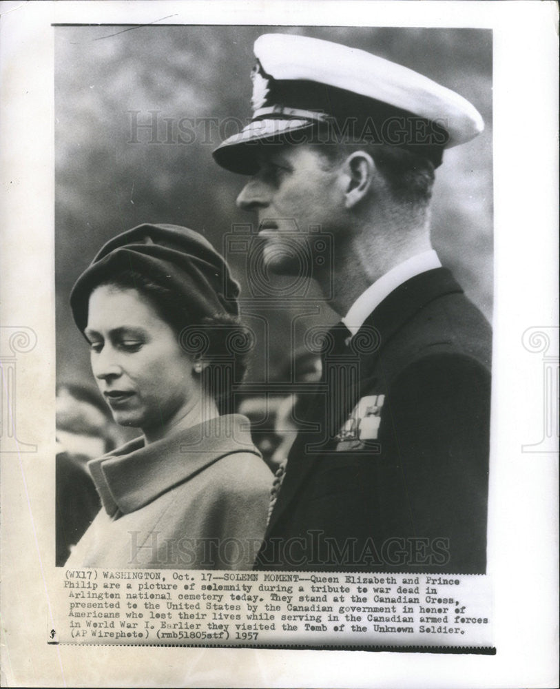 1957 Press Photo Queen Elizabeth and Prince Phillip - Historic Images