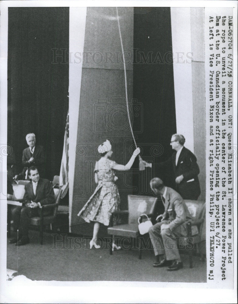 1959 Press Photo Queen Elizabeth II, Prince Philip, &amp; President Nixon - Historic Images